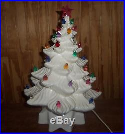 Vintage 14.5 White Ceramic Christmas Tree with Electrical Base