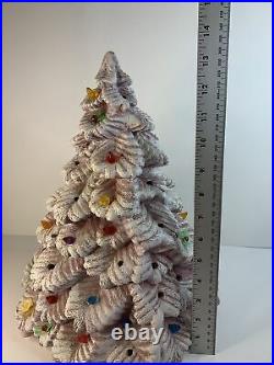Vintage 14 Ceramic Christmas Tree Table Top Lighted Tree