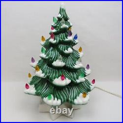 Vintage 14 Holland Mold Lighted Ceramic Christmas Tree Snow Tipped Branches