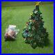 Vintage 14 Inch Atlantic Mold Flocked Ceramic Christmas Tree With birds No Base