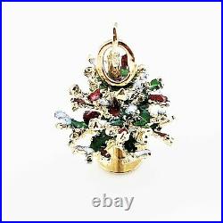 Vintage 14 Karat Yellow Gold and Enamel Articulated Christmas Tree Charm #8414