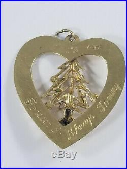 Vintage 14K Gold CHRISTMAS TREE IN HEART Charm 6.5grams