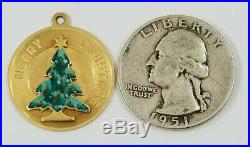 Vintage 14K Gold MERRY CHRISTMAS TREE Charm