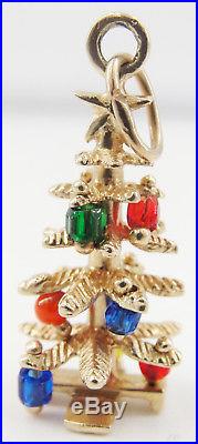 Vintage 14K Yellow Gold Christmas Tree 3 D Charm Pendant Beads Ornaments