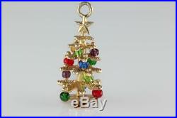 Vintage 14k Gold 3d Christmas Tree Charm Ornaments Move Pendant