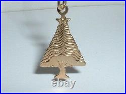 Vintage 14k Yellow Gold Enamel Christmas Tree Charm