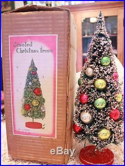 Vintage 15 Bottle Brush Decorated Christmas Tree in Original Box