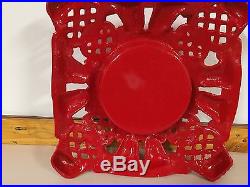 Vintage 15 X 15 Cast Iron Red Christmas Tree Stand 7 1/4 Opening
