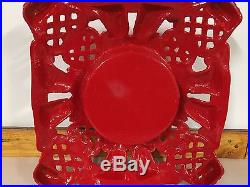 Vintage 15 X 15 Cast Iron Red Christmas Tree Stand 7 1/4 Opening