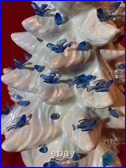 Vintage 16 Atlantic Mold Ceramic Christmas Tree Base Pearl White 80s (Flaws)