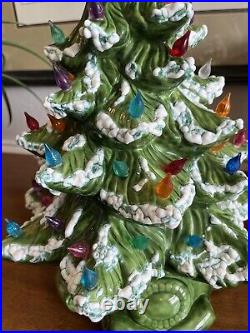 Vintage 16 Atlantic Mold Ceramic Christmas Tree Flocked 1978