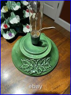 Vintage 16 Ceramic Green Christmas Tree -Early Heavy Sculpt Snow Covered Tip