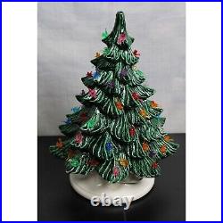 Vintage 16 Ceramic Light Up Base Christmas Tree With Bird Ornaments