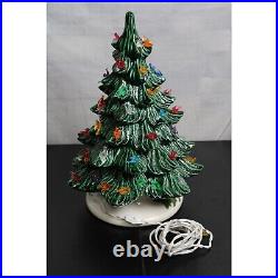 Vintage 16 Ceramic Light Up Base Christmas Tree With Bird Ornaments