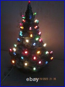 Vintage 16 Ceramic Lighted Snow Cap Christmas Tree GREAT CND, RAINBOW PEGS F/SP