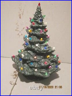 Vintage 16 Ceramic Lighted Snow Cap Christmas Tree GREAT CND, RAINBOW PEGS F/SP