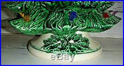 Vintage 16 Green Ceramic Christmas Tree with Bells Birds Candles Lanterns