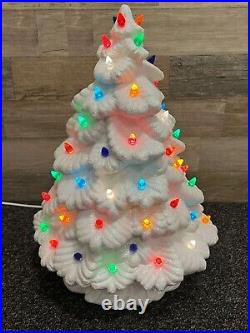 Vintage 16 Handmade Lighted Ceramic Christmas Tree Tested & Working