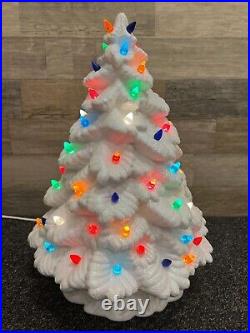 Vintage 16 Handmade Lighted Ceramic Christmas Tree Tested & Working