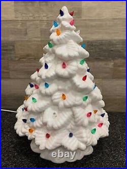 Vintage 16 Handmade Lighted Ceramic Christmas Tree Tested & Working