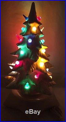 Vintage 16 White Atlantic Lighted Ceramic Christmas Tree Off White Star Base