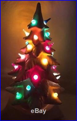 Vintage 16 White Atlantic Lighted Ceramic Christmas Tree Off White Star Base