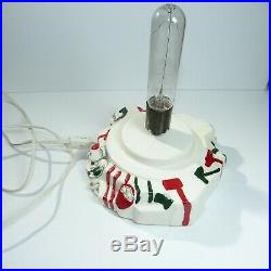 Vintage 16 White Ceramic Light-Up Christmas Tree With Mice. Mouse