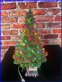 Vintage 16in Ceramic Christmas Tree With Multicolored Lights