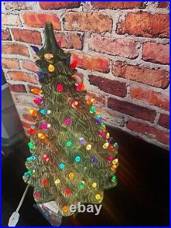 Vintage 16in Ceramic Christmas Tree With Multicolored Lights