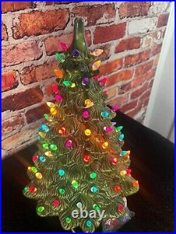 Vintage 16in Ceramic Christmas Tree With Multicolored Lights