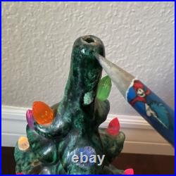 Vintage 17 Ceramic Lighted Green Christmas Tree Decoration W Base Easy On-Off