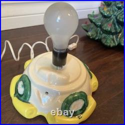 Vintage 17 Ceramic Lighted Green Christmas Tree Decoration W Base Easy On-Off
