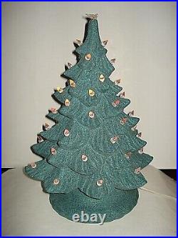 Vintage 17 GREEN GLITTER Decorated Electrical CHRISTMAS TREE LIGHT Ceramic Mold