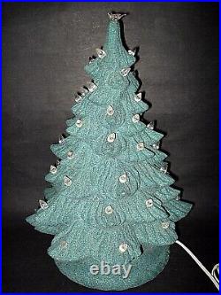 Vintage 17 GREEN GLITTER Decorated Electrical CHRISTMAS TREE LIGHT Ceramic Mold