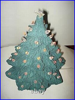 Vintage 17 GREEN GLITTER Decorated Electrical CHRISTMAS TREE LIGHT Ceramic Mold