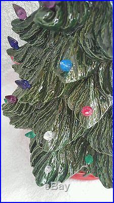 Vintage 17 Inch Tall Lighted Handcrafted Ceramic Christmas Tree