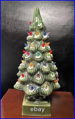 Vintage 17 Inches Ceramic Lighted Glimmer Christmas Tree