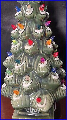 Vintage 17 Inches Ceramic Lighted Glimmer Christmas Tree