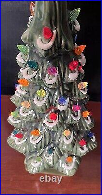 Vintage 17 Inches Ceramic Lighted Glimmer Christmas Tree