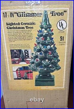 Vintage 17 Inches Ceramic Lighted Glimmer Christmas Tree