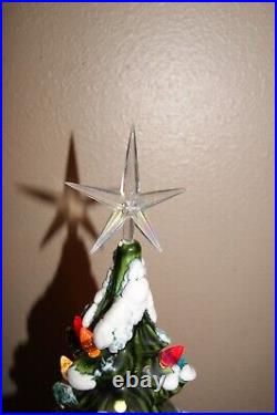 Vintage 17 Lighted ATLANTIC MOLD Ceramic Christmas Tree With Scroll Base NICE