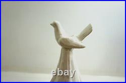 Vintage 17 WHITE Ceramic Christmas Tree with figural Dove / Bird candle holders