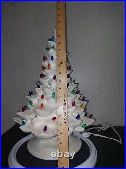 Vintage 18 Ceramic Christmas Tree With Base & All Pieces White Tree 18 Inch