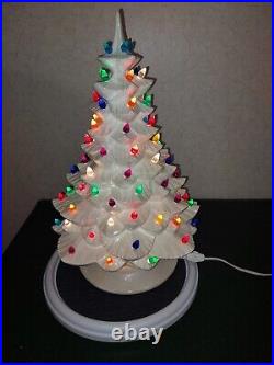 Vintage 18 Ceramic Christmas Tree With Base & All Pieces White Tree 18 Inch