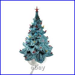 Vintage 18 Ceramic Christmas Tree with Colorful Lights 2 Piece Holly Base