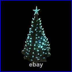 Vintage 18 Ceramic Lighted Christmas Tree White Blue Scene Nativity Beautiful