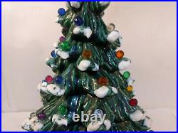 Vintage 18 Ceramic Lighted Snowy Tips Tree Christmas Decoration ch2746