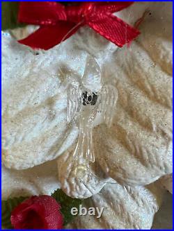 Vintage 18 White Ceramic Christmas Tree Rosebuds Ribbons Flowers Butterflies