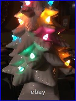 Vintage 18 White Ceramic Tree With Colored Lights