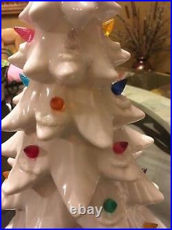 Vintage 18 White Ceramic Tree With Colored Lights